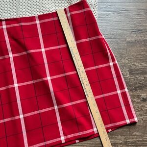 Ann Taylor Windowpane Plaid Skirt in Red with Cream and Black Stripes, 10P